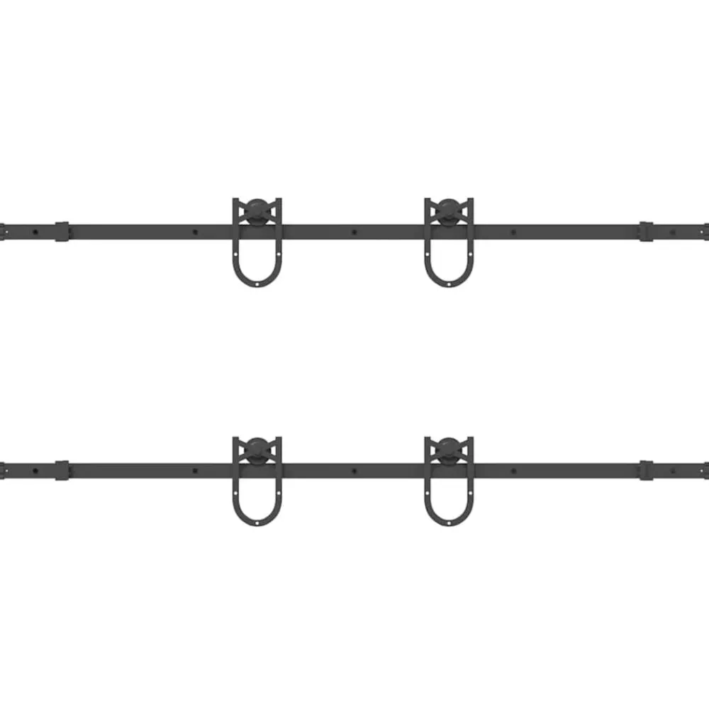 vidaXL Materiales De Construcción-Kit de herrajes para puertas correderas acero negro 183 cm