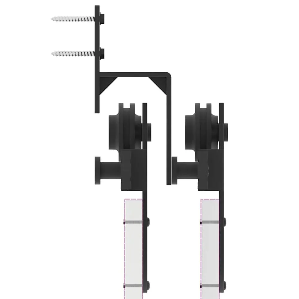 vidaXL Materiales De Construcción-Kit de herrajes para puertas correderas acero negro 183 cm