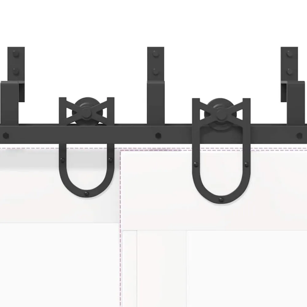 vidaXL Materiales De Construcción-Kit de herrajes para puertas correderas acero negro 183 cm