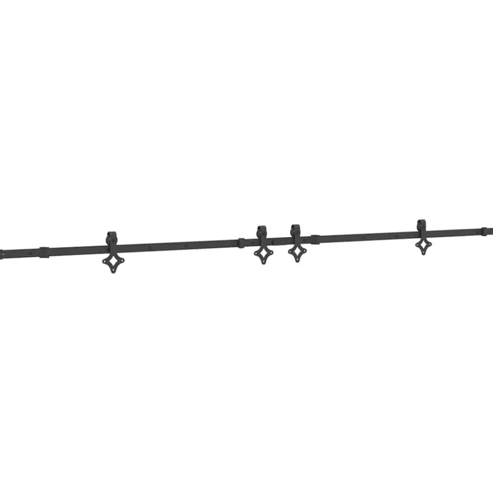 vidaXL Materiales De Construcción-Kit de herrajes para puertas correderas acero negro 305 cm
