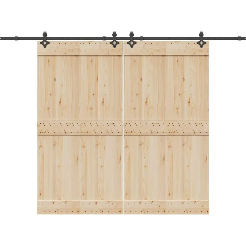 vidaXL Materiales De Construcción-Kit de herrajes para puertas correderas acero negro 305 cm