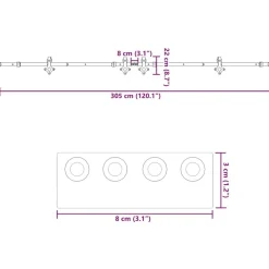 vidaXL Materiales De Construcción-Kit de herrajes para puertas correderas acero negro 305 cm