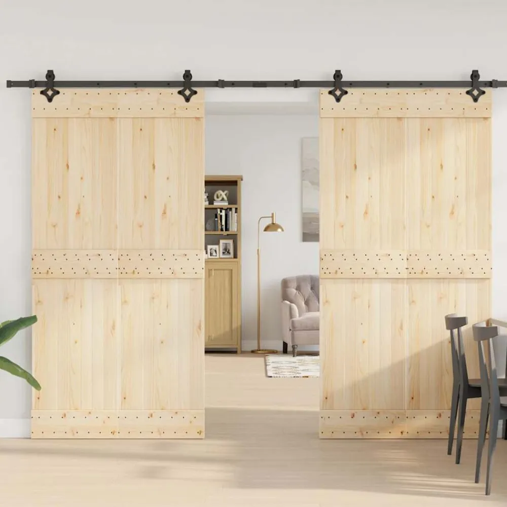 vidaXL Materiales De Construcción-Kit de herrajes para puertas correderas acero negro 305 cm