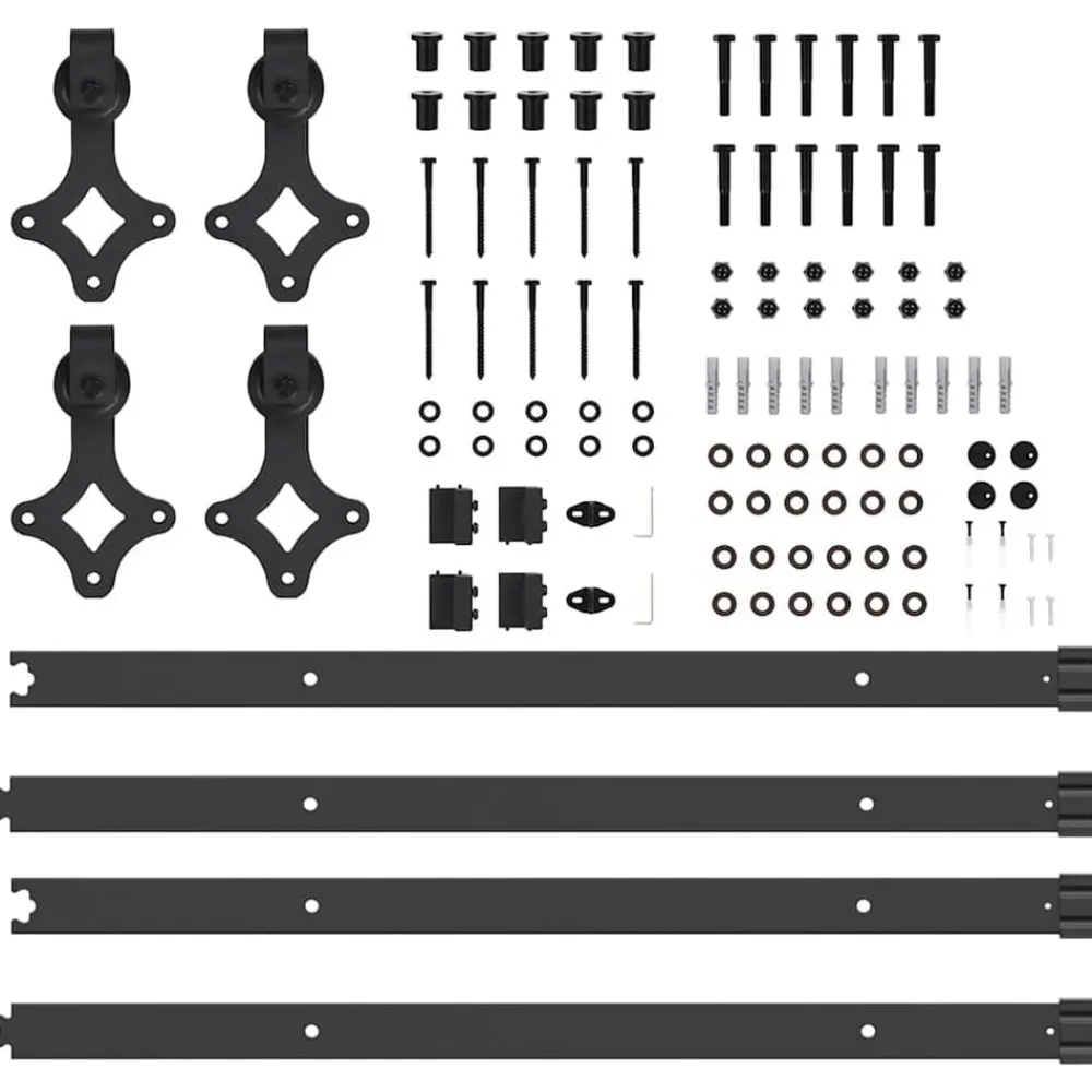 vidaXL Materiales De Construcción-Kit de herrajes para puertas correderas acero negro 305 cm