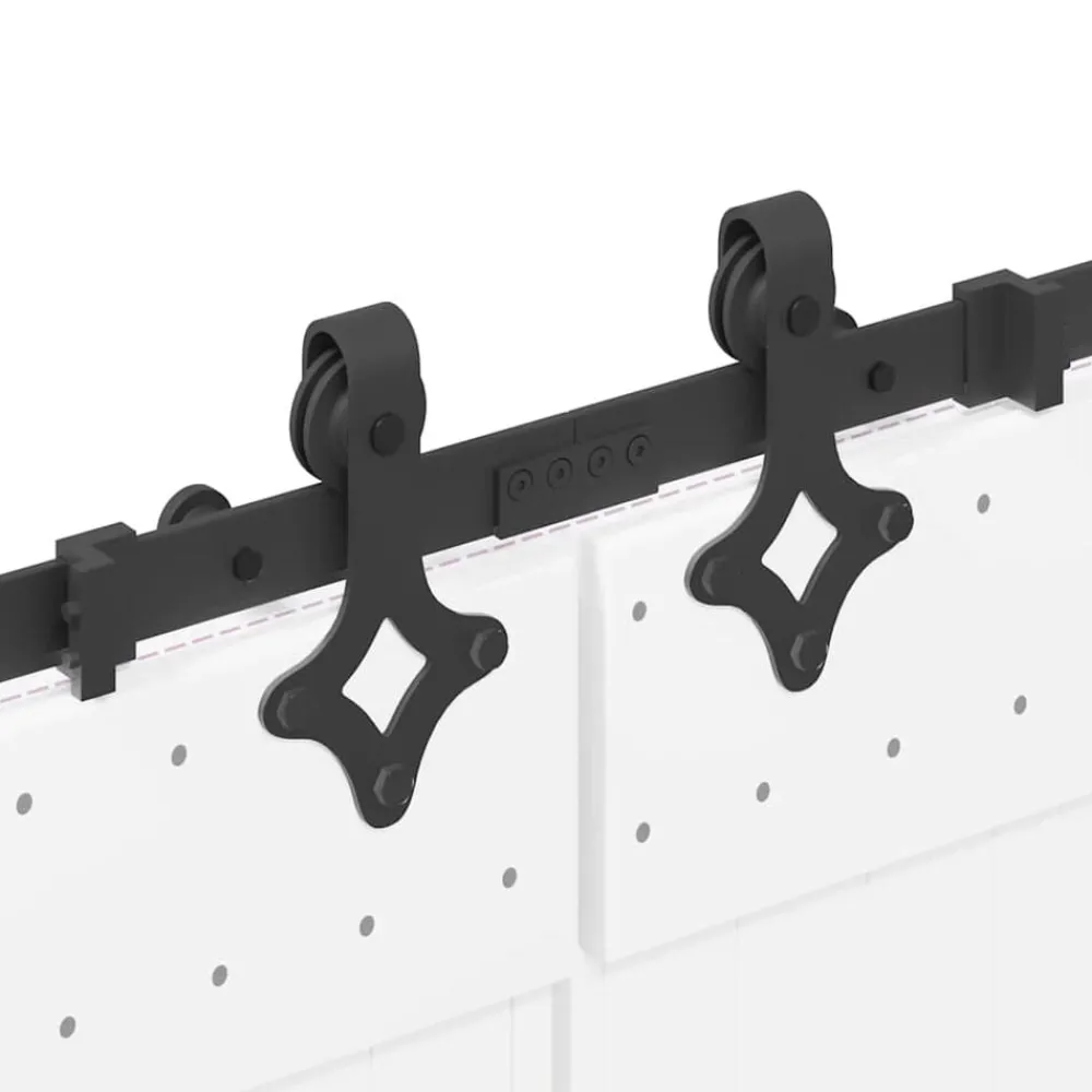 vidaXL Materiales De Construcción-Kit de herrajes para puertas correderas acero negro 305 cm