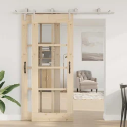 vidaXL Kit de herrajes para puerta corredera 200 cm acero plateado Outlet