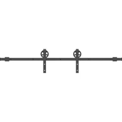 vidaXL Materiales De Construcción-Kit de herrajes para puertas correderas acero negro 183 cm