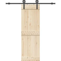 vidaXL Materiales De Construcción-Kit de herrajes para puertas correderas acero negro 183 cm