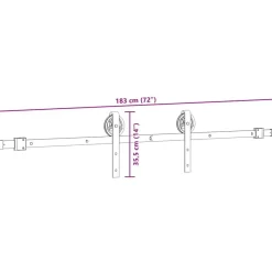 vidaXL Materiales De Construcción-Kit de herrajes para puertas correderas acero negro 183 cm