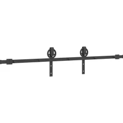 vidaXL Materiales De Construcción-Kit de herrajes para puertas correderas acero negro 183 cm