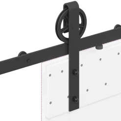 vidaXL Materiales De Construcción-Kit de herrajes para puertas correderas acero negro 183 cm