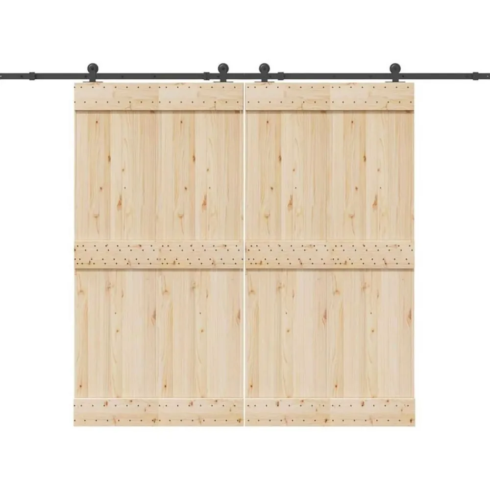 vidaXL Materiales De Construcción-Kit de herrajes para puertas correderas acero negro 305 cm