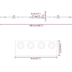 vidaXL Materiales De Construcción-Kit de herrajes para puertas correderas acero negro 305 cm