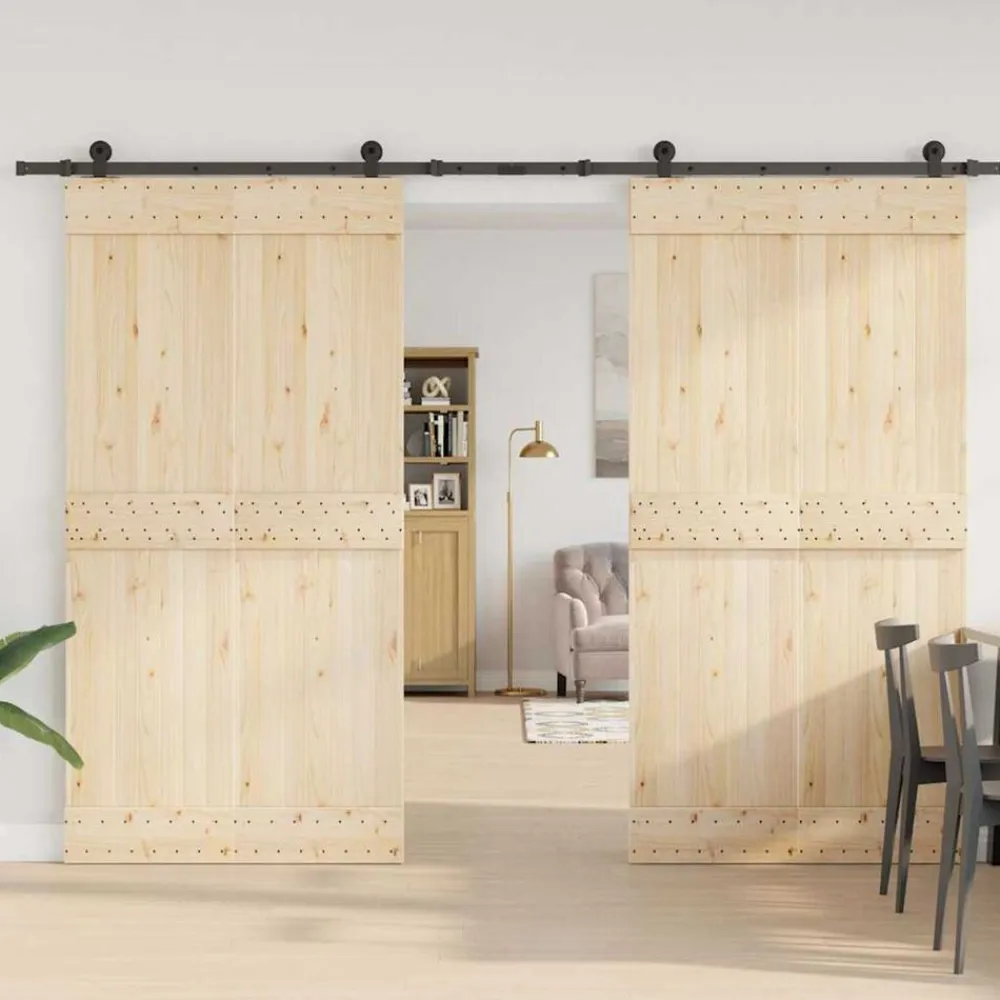 vidaXL Materiales De Construcción-Kit de herrajes para puertas correderas acero negro 305 cm
