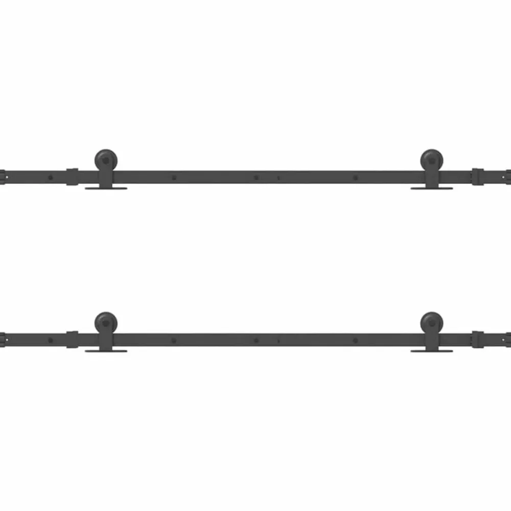 vidaXL Materiales De Construcción-Kit de herrajes para puertas correderas acero negro 305 cm