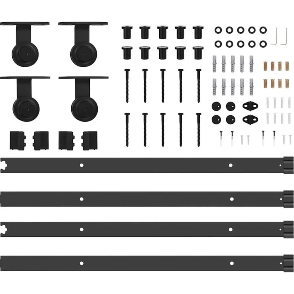vidaXL Materiales De Construcción-Kit de herrajes para puertas correderas acero negro 305 cm