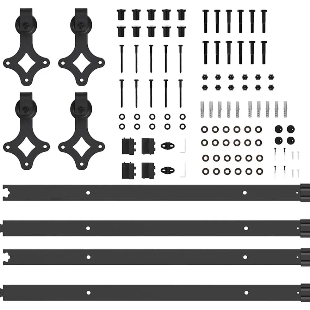 vidaXL Kit de herrajes para puertas correderas acero negro 152,5 cm