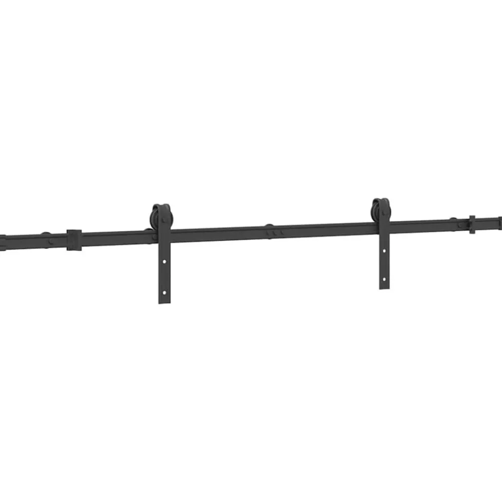 vidaXL Materiales De Construcción-Kit de herrajes para puertas correderas acero negro 183 cm