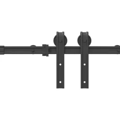 vidaXL Materiales De Construcción-Kit de herrajes para puertas correderas acero negro 183 cm
