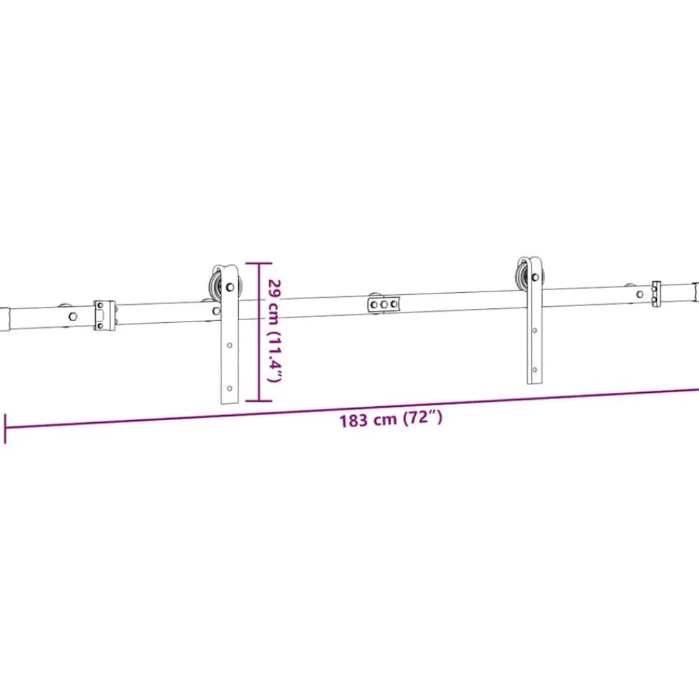 vidaXL Materiales De Construcción-Kit de herrajes para puertas correderas acero negro 183 cm