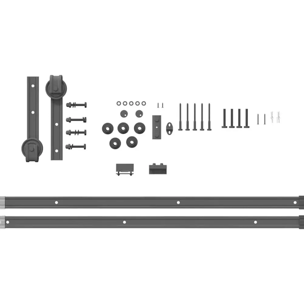 vidaXL Materiales De Construcción-Kit de herrajes para puertas correderas acero negro 183 cm