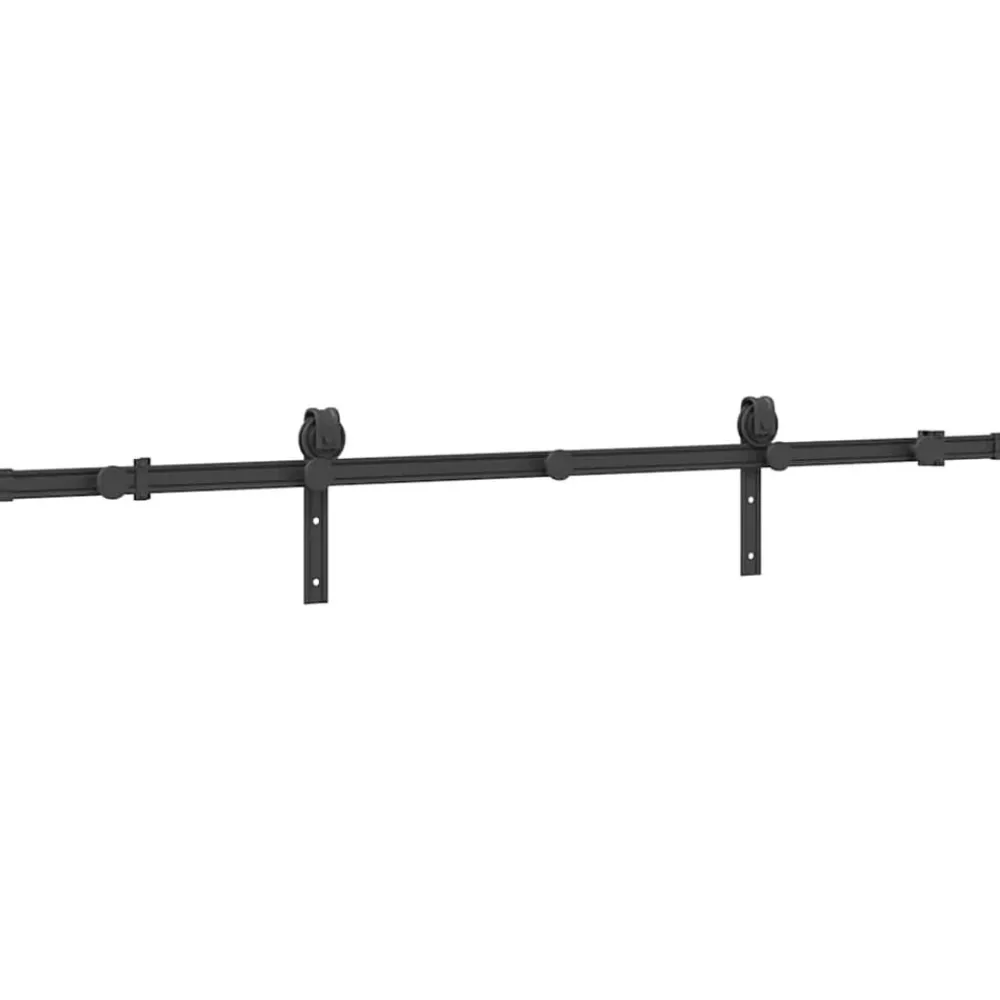 vidaXL Materiales De Construcción-Kit de herrajes para puertas correderas acero negro 183 cm