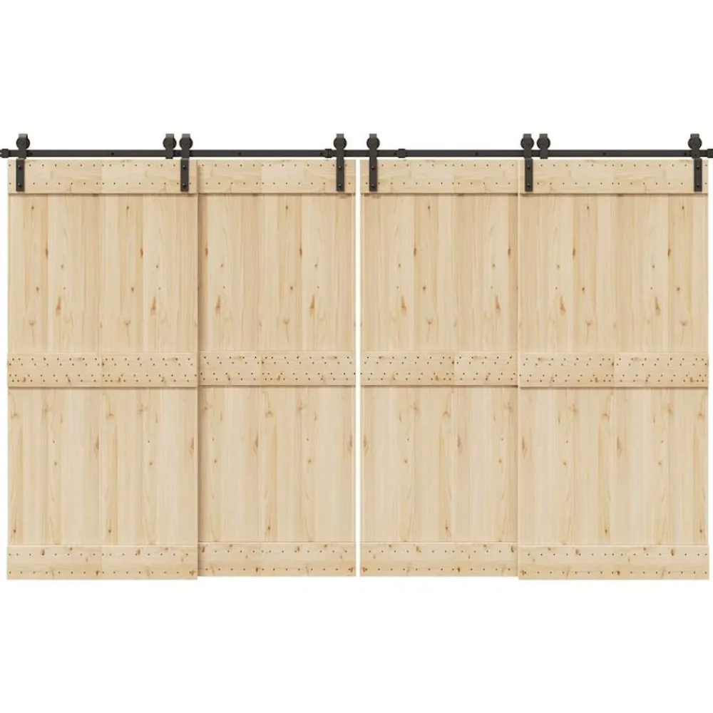 vidaXL Kit de herrajes para puertas correderas acero negro 366 cm Sale