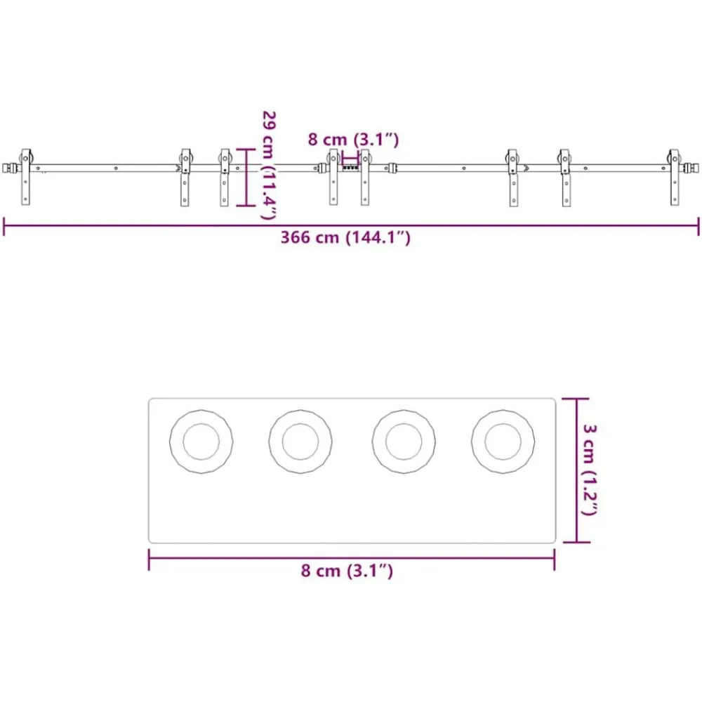 vidaXL Kit de herrajes para puertas correderas acero negro 366 cm Sale