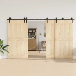 vidaXL Kit de herrajes para puertas correderas acero negro 366 cm Sale