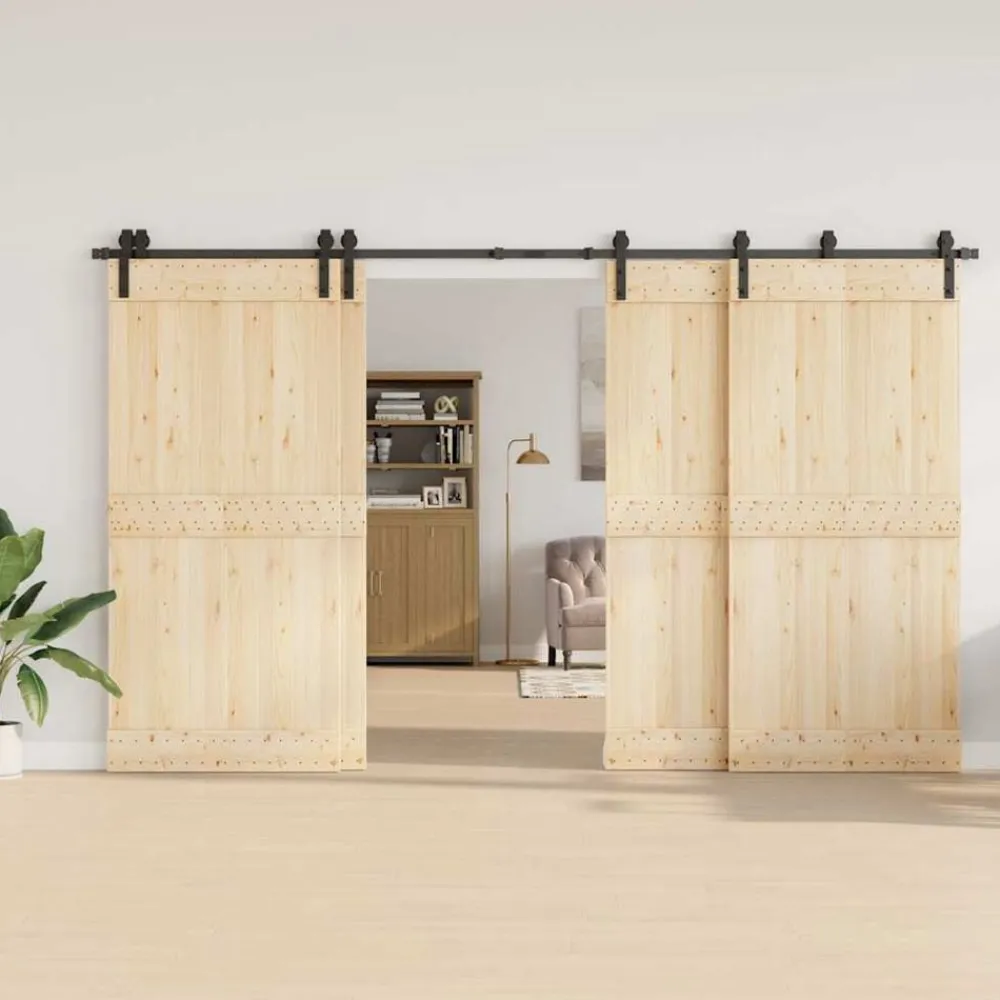 vidaXL Kit de herrajes para puertas correderas acero negro 366 cm Sale
