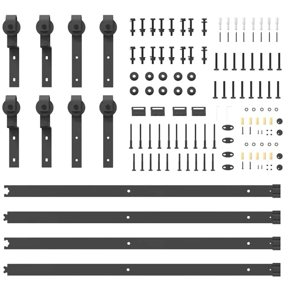 vidaXL Kit de herrajes para puertas correderas acero negro 366 cm Sale