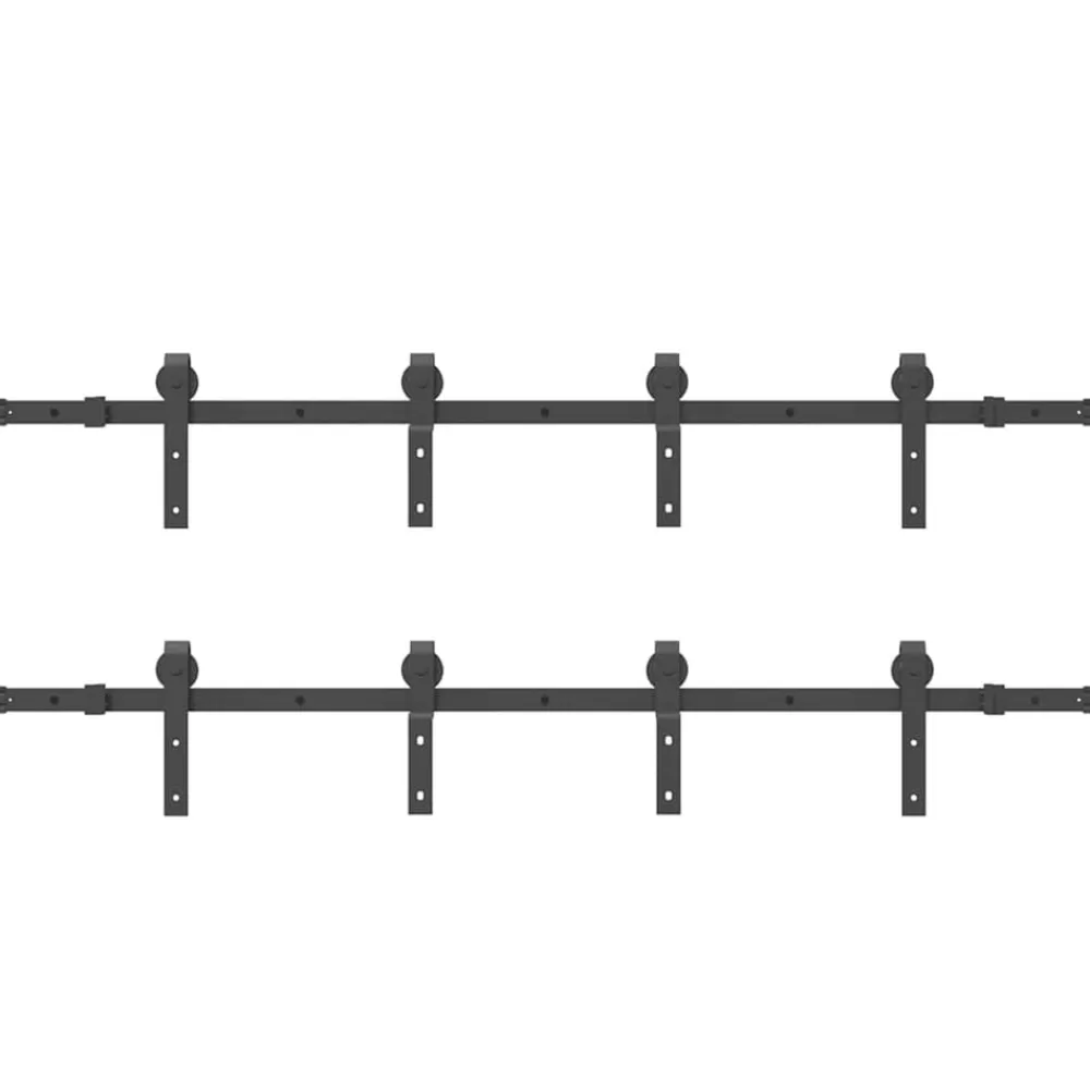 vidaXL Kit de herrajes para puertas correderas acero negro 366 cm Sale