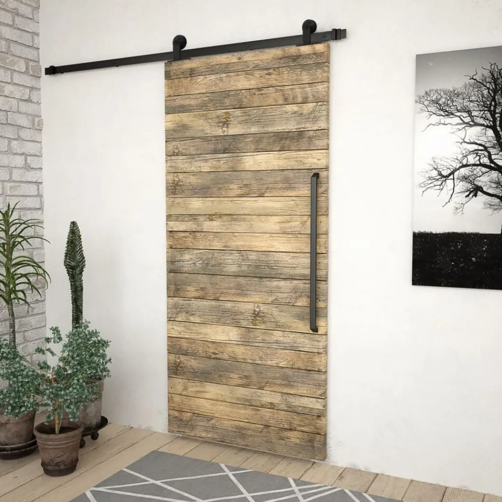 vidaXL Materiales De Construcción-Kit de herrajes para puertas correderas SKIEN acero 183cm