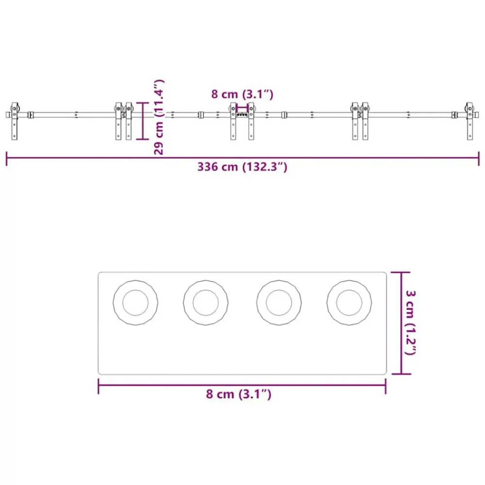 vidaXL Kit de herrajes para puertas correderas acero negro 366 cm Hot