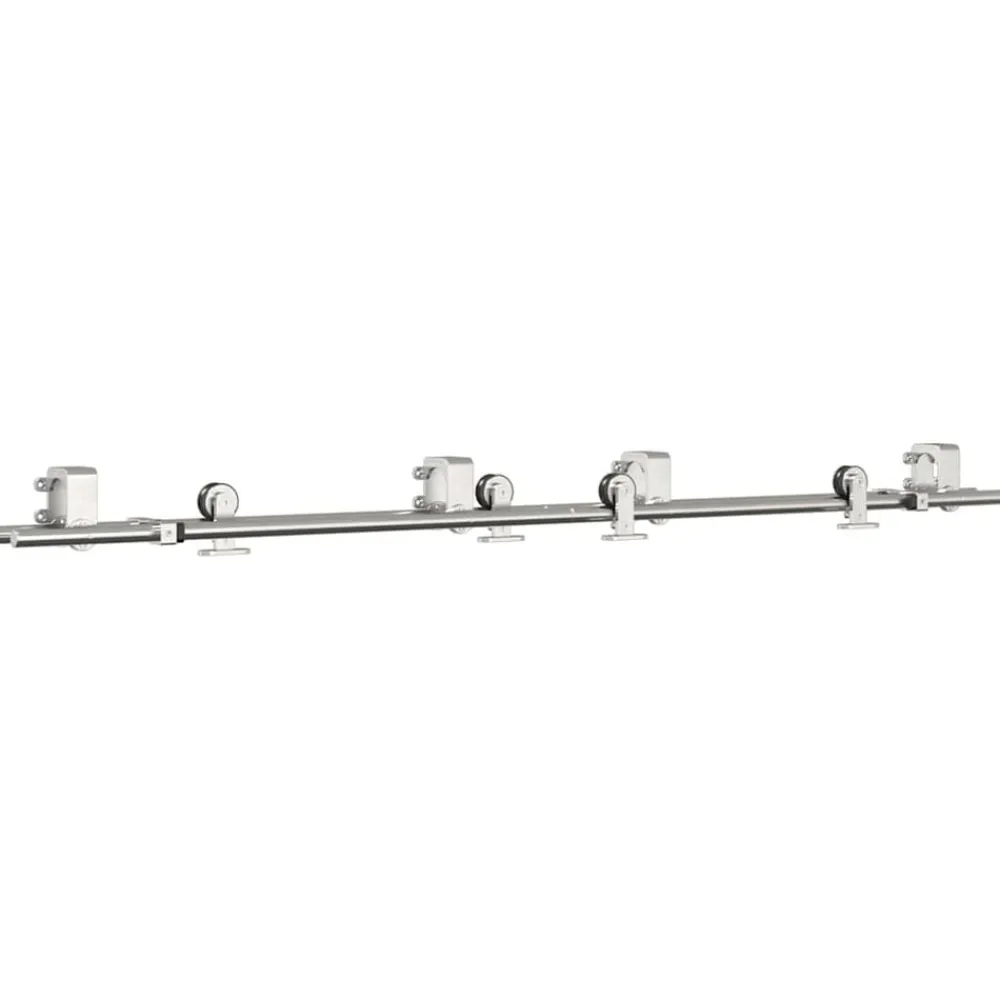 vidaXL Materiales De Construcción-Kit de herrajes para puerta corredera 183 cm acero plateado