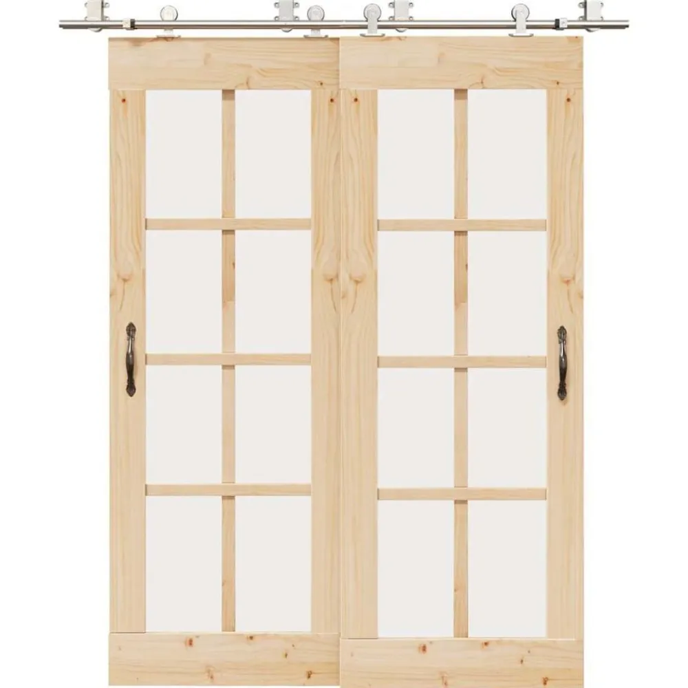 vidaXL Materiales De Construcción-Kit de herrajes para puerta corredera 183 cm acero plateado