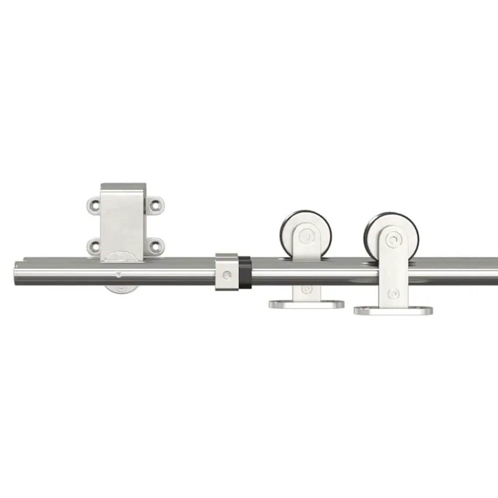 vidaXL Materiales De Construcción-Kit de herrajes para puerta corredera 183 cm acero plateado