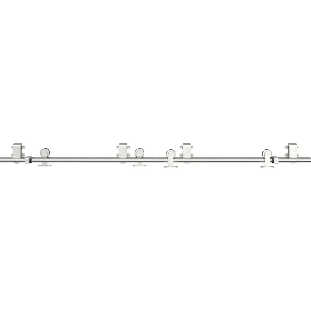 vidaXL Materiales De Construcción-Kit de herrajes para puerta corredera 183 cm acero plateado