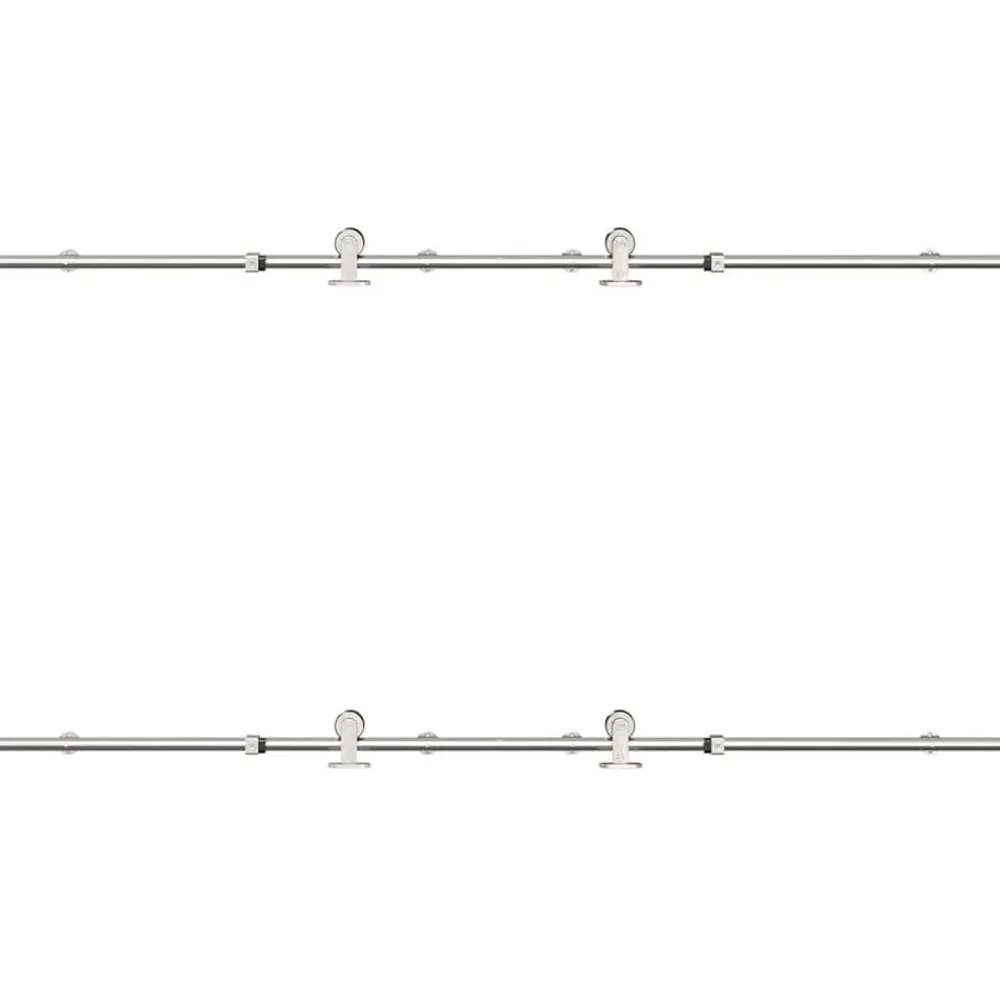vidaXL Materiales De Construcción-Kit de herrajes para puerta corredera 183 cm acero plateado