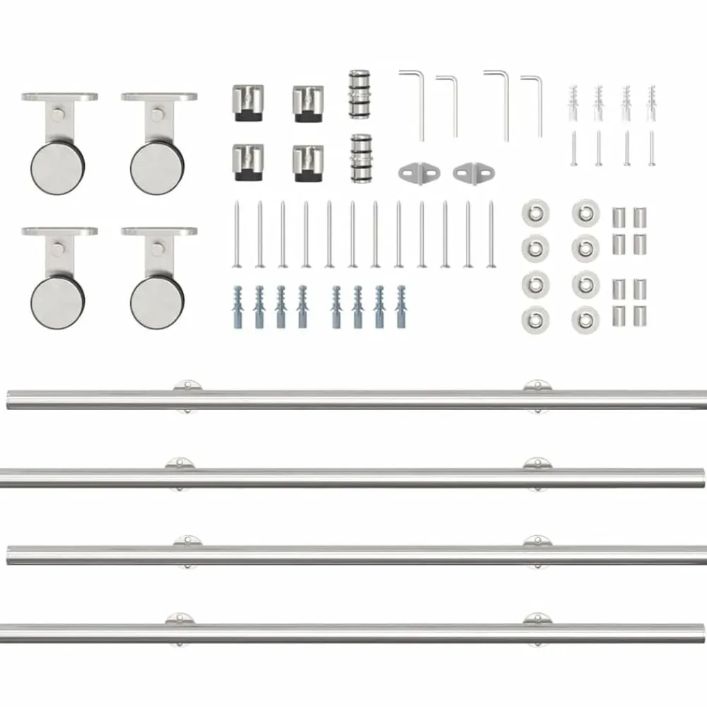 vidaXL Materiales De Construcción-Kit de herrajes para puerta corredera 183 cm acero plateado