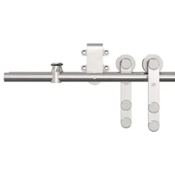 vidaXL Materiales De Construcción-Kit de herrajes para puerta corredera 183 cm acero plateado