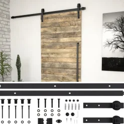vidaXL Materiales De Construcción-Kit de herrajes para puertas correderas SKIEN acero 183cm