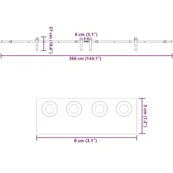 vidaXL Kit de herrajes para puertas correderas acero negro 366 cm Hot