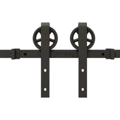 vidaXL Materiales De Construcción-Kit de herrajes para puertas correderas acero negro 366 cm