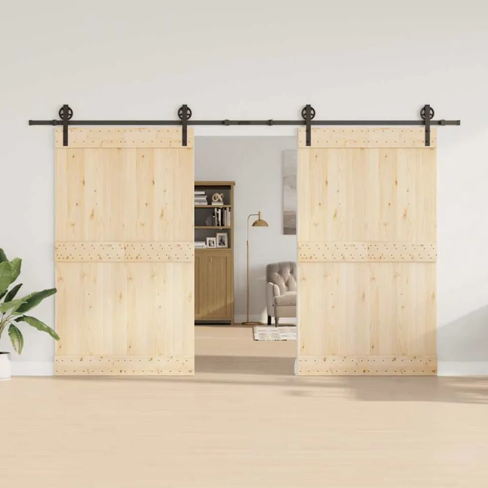 vidaXL Materiales De Construcción-Kit de herrajes para puertas correderas acero negro 366 cm