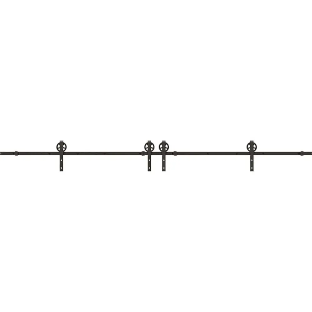 vidaXL Materiales De Construcción-Kit de herrajes para puertas correderas acero negro 366 cm