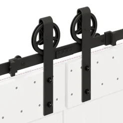 vidaXL Materiales De Construcción-Kit de herrajes para puertas correderas acero negro 366 cm