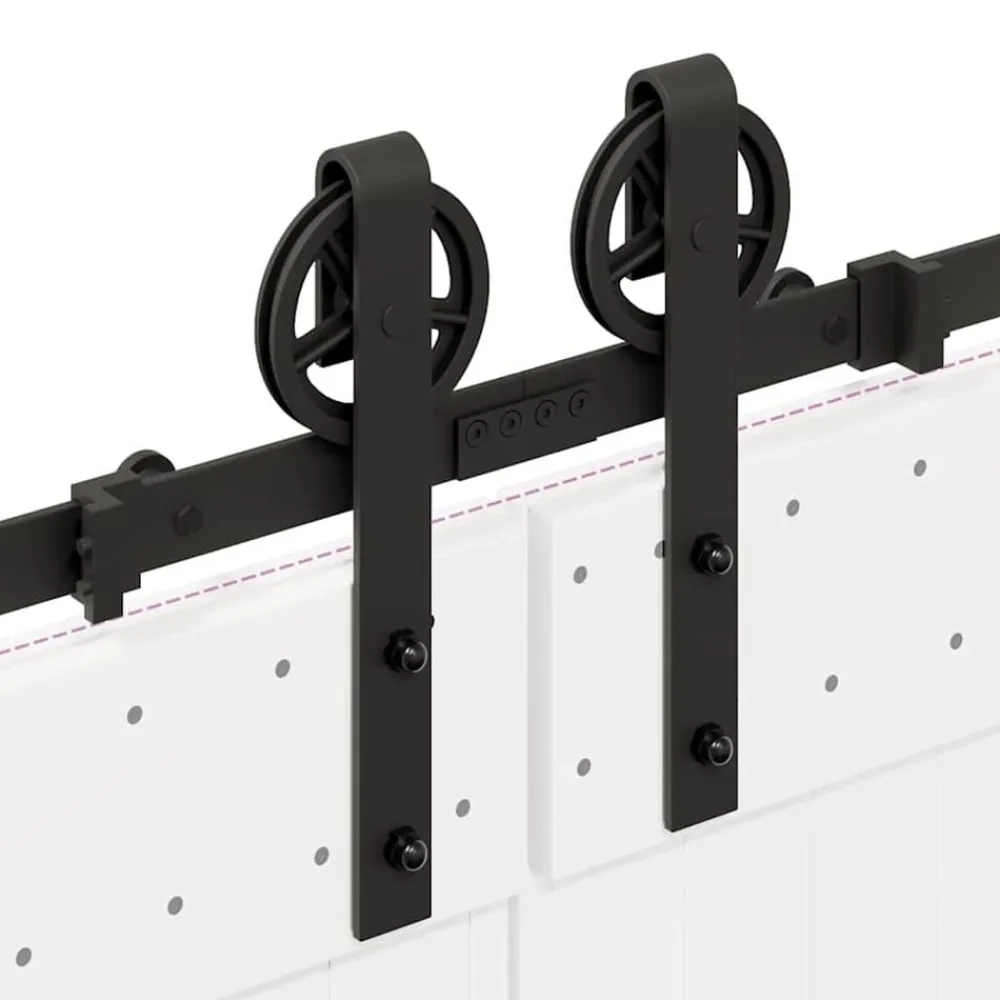 vidaXL Materiales De Construcción-Kit de herrajes para puertas correderas acero negro 366 cm