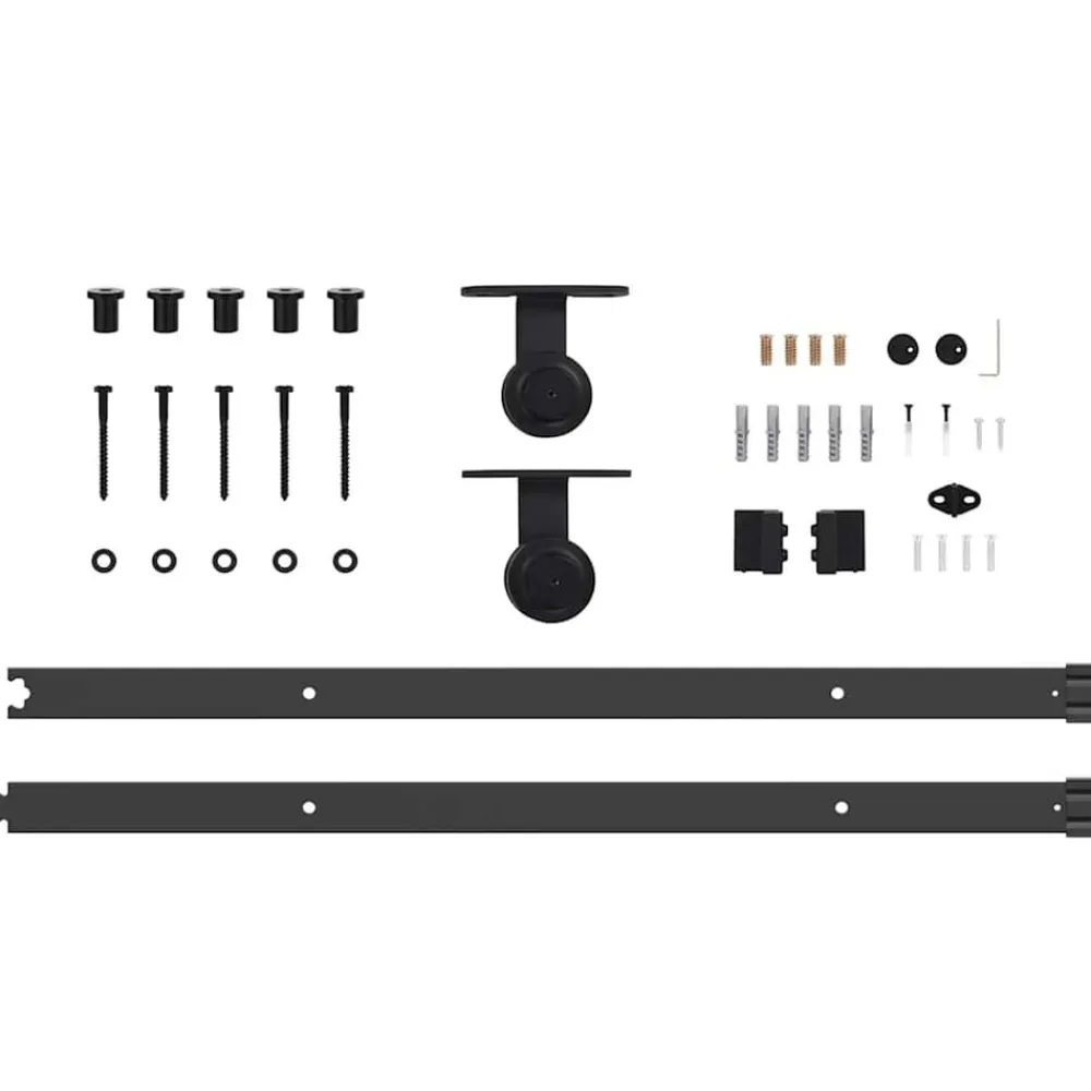 vidaXL Materiales De Construcción-Kit de herrajes para puertas correderas acero negro 213,5 cm