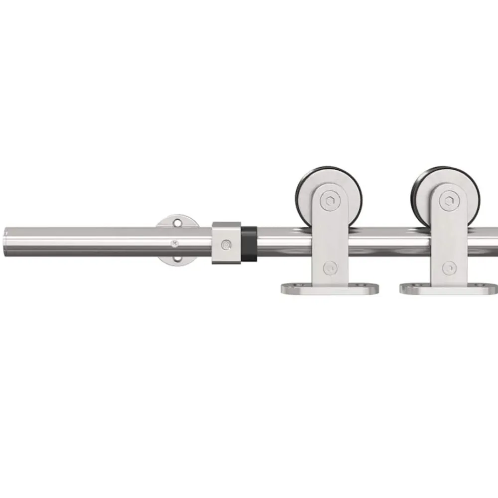 vidaXL Materiales De Construcción-Kit de herrajes para puerta corredera 183 cm acero plateado